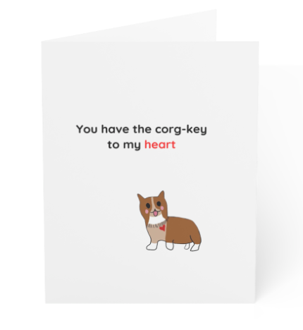 Blank Greeting Card - Corg-key my heart